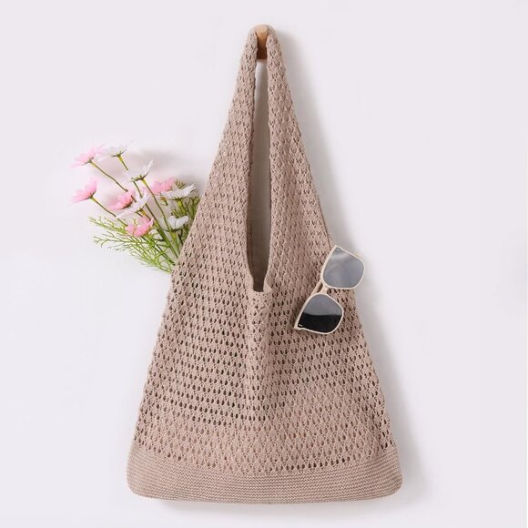 Women's Light Khaki Shoulder Shopping Handbag Casual Travel Totes Fold Able Bags - Picture 7 of 7